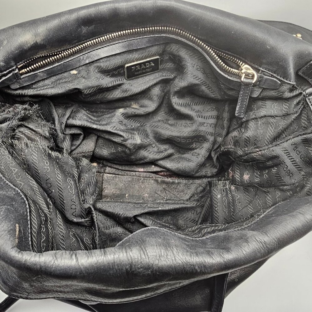 Prada Black Leather Shoulder Bag with Silver Hardware - Picture 9 of 16